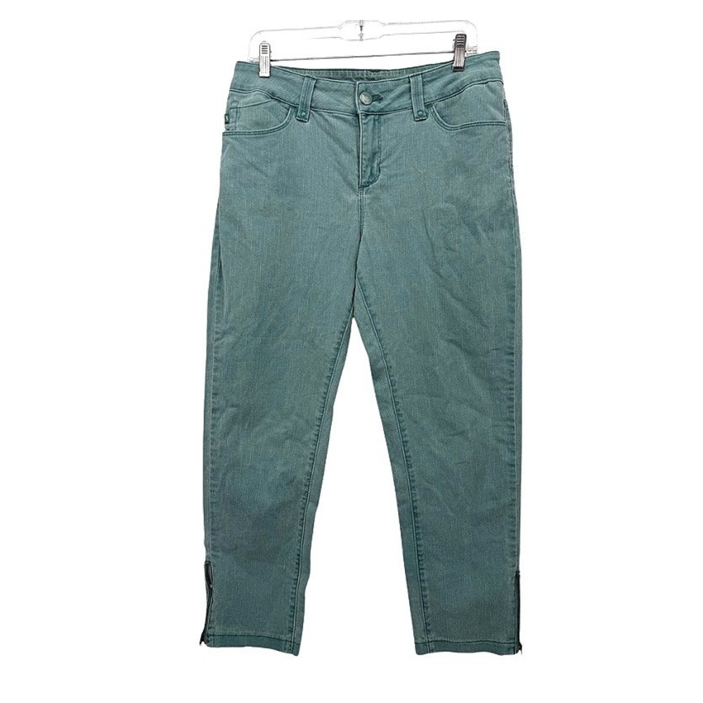 Lee Shapetastic Hidden Hold Colored Jeans Ankle Zip Slim Leg Green Casual Sz 12M